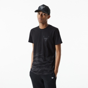 Black New Era Chicago Bulls Reflective T-Shirt | HCXI89574