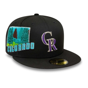 Black New Era Colorado Rockies Stateview Fitted Cap 59fifty | RMEF14678