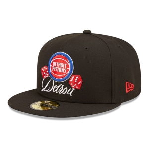 Black New Era Detroit Pistons Roller Fitted Cap 59fifty | ZTAN65327