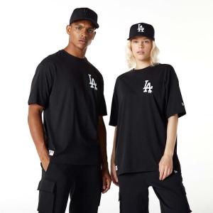 Black New Era La Dodgers Essentials Oversized T-Shirt | XRZN49706