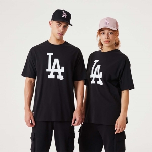 Black New Era La Dodgers MLB League Essential Oversized T-Shirt | QHAZ41892