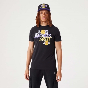 Black New Era La Lakers NBA Infill Graphic T-Shirt | RCJL38594