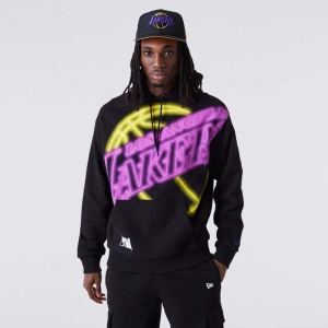 Black New Era La Lakers Neon Oversized Hoodie | WLRZ78654