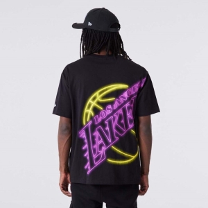 Black New Era La Lakers Neon Oversized T-Shirt | EBIG14589