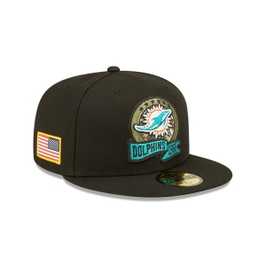 Black New Era Miami Dolphins NFL Salute To Service Fitted Cap 59fifty | JEIL14893