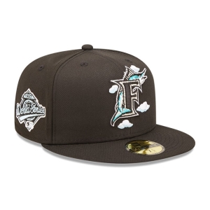 Black New Era Miami Marlins Comic Cloud Fitted Cap 59fifty | RZJN29371