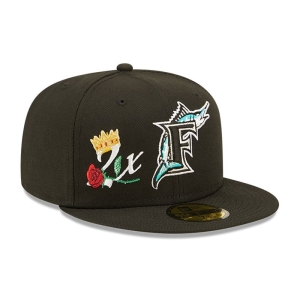 Black New Era Miami Marlins Crown Champs Fitted Cap 59fifty | KHTW23741