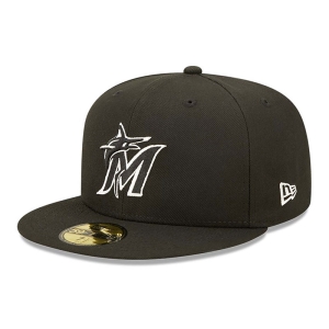 Black New Era Miami Marlins Fitted Cap 59fifty | DSXW46358