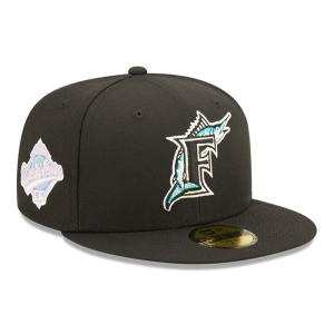 Black New Era Miami Marlins MLB Pop Sweat Fitted Cap 59fifty | EBTZ45683