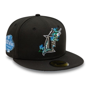 Black New Era Miami Marlins Side Patch Bloom Fitted Cap 59fifty | VSAD52769