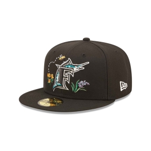 Black New Era Miami Marlins Watercolour Floral Cap 59fifty | QGUD13596