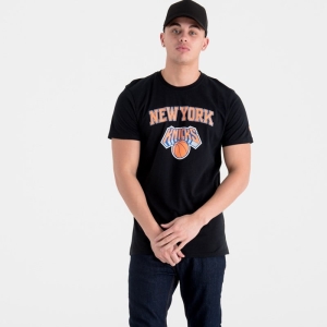 Black New Era New York Knicks Team Logo T-Shirt | ZWOH63021