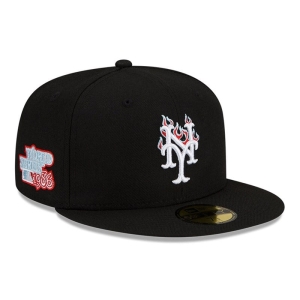 Black New Era New York Mets MLB Team Fire Fitted Cap 59fifty | IYBR20856