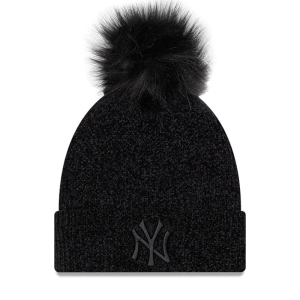 Black New Era New York Yankees Chenille Womens Bobble Beanie Hat Knit | YWOK37584