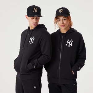 Black New Era New York Yankees MLB League Essential Full-zip Hoodie | BIEV80214