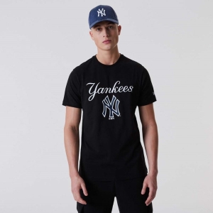 Black New Era New York Yankees Script T-Shirt | FALZ83267