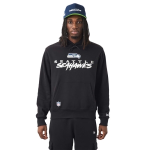 Black New Era Seattle Seahawks NFL Script Hoodie | FIJB40581