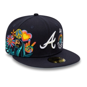 Blue New Era Atlanta Braves Groovy Fitted Cap 59fifty | UPGS27965