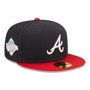 Blue New Era Atlanta Braves MLB Pop Sweat Fitted Cap 59fifty | FKJZ92756