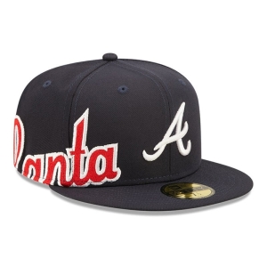 Blue New Era Atlanta Braves MLB Side Split Fitted Cap 59fifty | JIOA56981