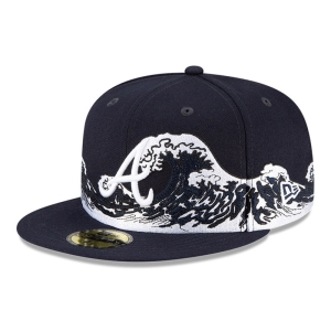 Blue New Era Atlanta Braves MLB Wave Fitted Cap 59fifty | TNWX09276