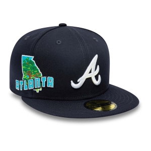 Blue New Era Atlanta Braves Stateview Fitted Cap 59fifty | YDUL72531