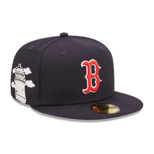 Blue New Era Boston Sox MLB Cloud Fitted Cap 59fifty | VEKF82593