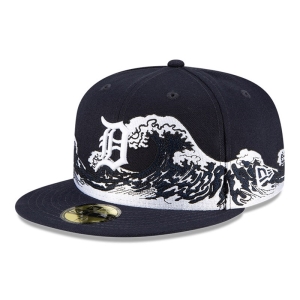 Blue New Era Detroit Tigers MLB Wave Fitted Cap 59fifty | RUHX94238