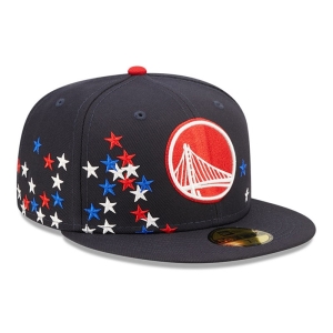 Blue New Era Golden State Warriors NBA Americana Fitted Cap 59fifty | XOSG86340