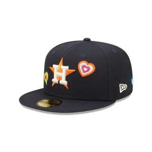 Blue New Era Houston Astros Chain Stitch Heart Fitted Cap 59fifty | JRWQ39026