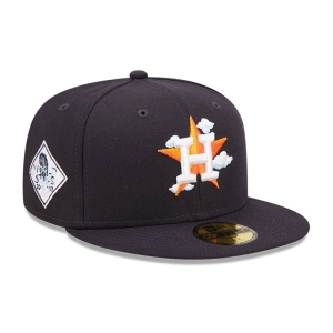 Blue New Era Houston Astros Comic Cloud Fitted Cap 59fifty | TFEN19603