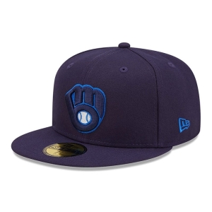 Blue New Era Milwaukee Brewers Mono Fitted Cap 59fifty | NIRO70163