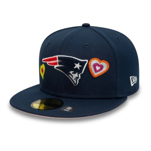 Blue New Era New England Patriots Chain Stitch Heart Fitted Cap 59fifty | EVSF10248