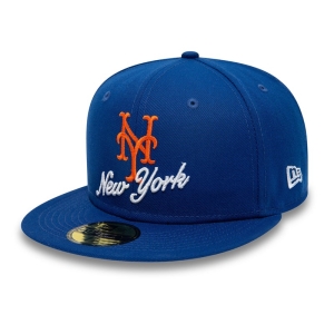 Blue New Era New York Mets Dual Log Fitted Cap 59fifty | LIAF95243