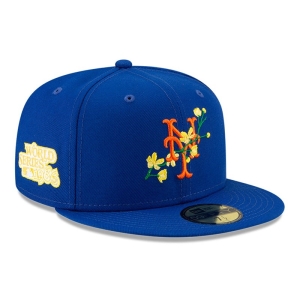 Blue New Era New York Mets MLB Side Patch Bloom Fitted Cap 59fifty | QWNS34762