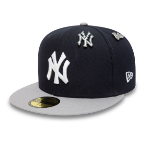 Blue New Era New York Yankees MLB Pin Badge Fitted Cap 59fifty | QNHB03625