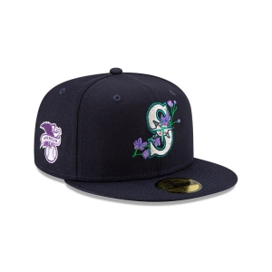 Blue New Era Seattle Mariners Side Patch Bloom Fitted Cap 59fifty | GOLB54198