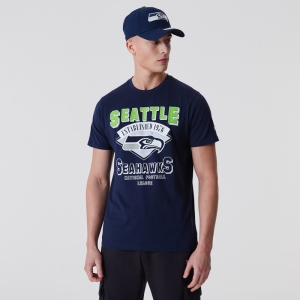 Blue New Era Seattle Seahawks NFL Team Wordmark T-Shirt | KFUV26194