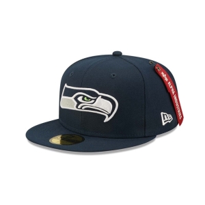 Blue New Era Seattle Seahawks X Alpha Industries Fitted Cap 59fifty | NVXA79260