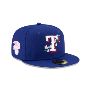 Blue New Era Texas Rangers Side Patch Bloom Fitted Cap 59fifty | GAEQ48325