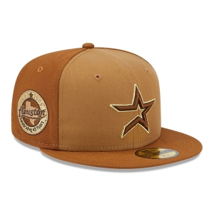 Brown New Era Houston Astros Tri Tone Fitted Cap 59fifty | QHUV94102