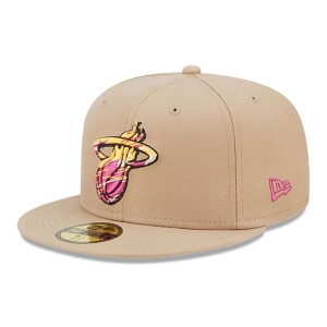 Brown New Era Miami Heat Team Neon Fitted Cap 59fifty | BDIO23865