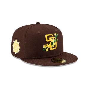 Brown New Era San Diego Padres Side Patch Bloom Fitted Cap 59fifty | ZFXI13805