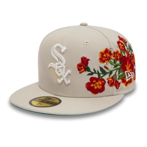 Cream New Era Chicago Sox MLB Floral Fitted Cap 59fifty | KBOF08376