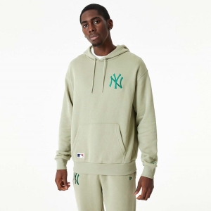 Cream New Era New York Yankees MLB Embroidered Logo Washed Hoodie | VJMS29041