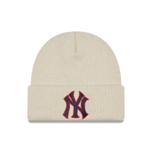 Cream New Era New York Yankees Series Beanie Hat Knit | AFWR63928