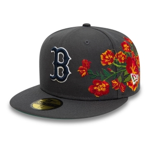 Grey New Era Boston Sox MLB Floral Fitted Cap 59fifty | YMAW40183