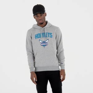 Grey New Era Charlotte Hornets Team Logo Hoodie | XIDP32157