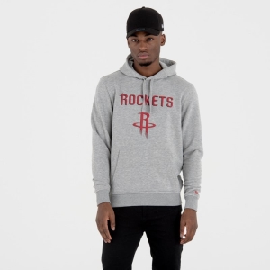 Grey New Era Houston Rockets Team Logo Pullover Hoodie | GUVR24613