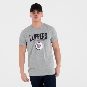 Grey New Era La Clippers NBA Team Logo T-Shirt | OCEM02415